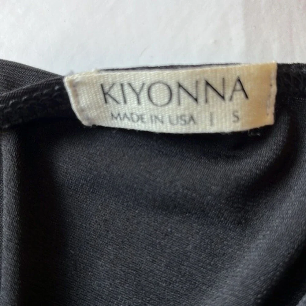 NWT Kiyonna | Whimsy Ruffle Wrap‎ Dress 3/4 Long Sleeve V Neck Black Noir S